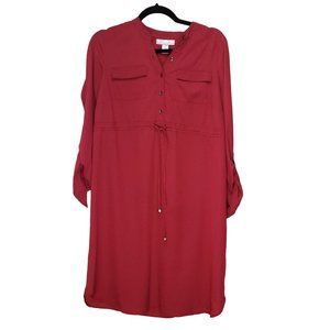 Maternity Shirt Dress - Burgundy/Red - Sz M